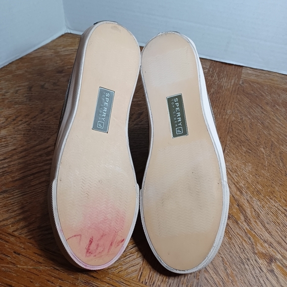 Sperry Womens Top-Sider Shoes Sz 5.5 Sequins Olive Green Hightops Lace Up. See p - Picture 8 of 9